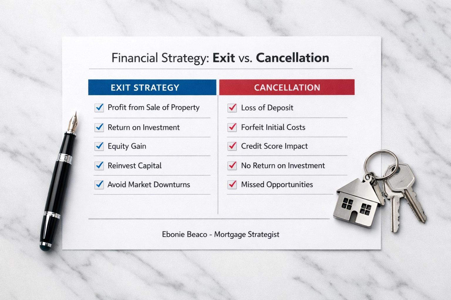 Wholesale real estate contract comparison showing professional exit strategies and deal cancellation options.