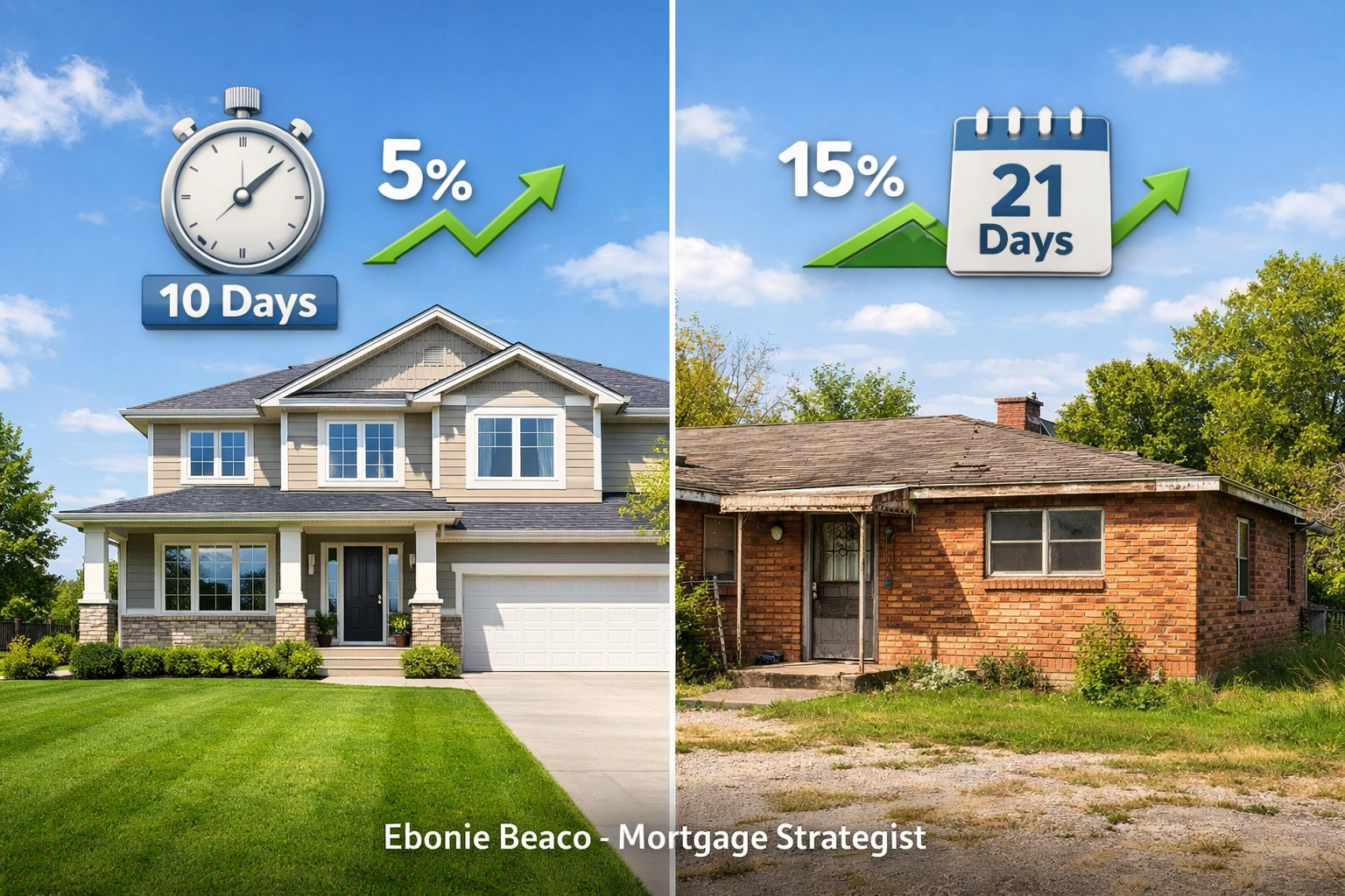 Comparison of modern suburban homes for hedge funds and older fixer-uppers for local real estate investors.