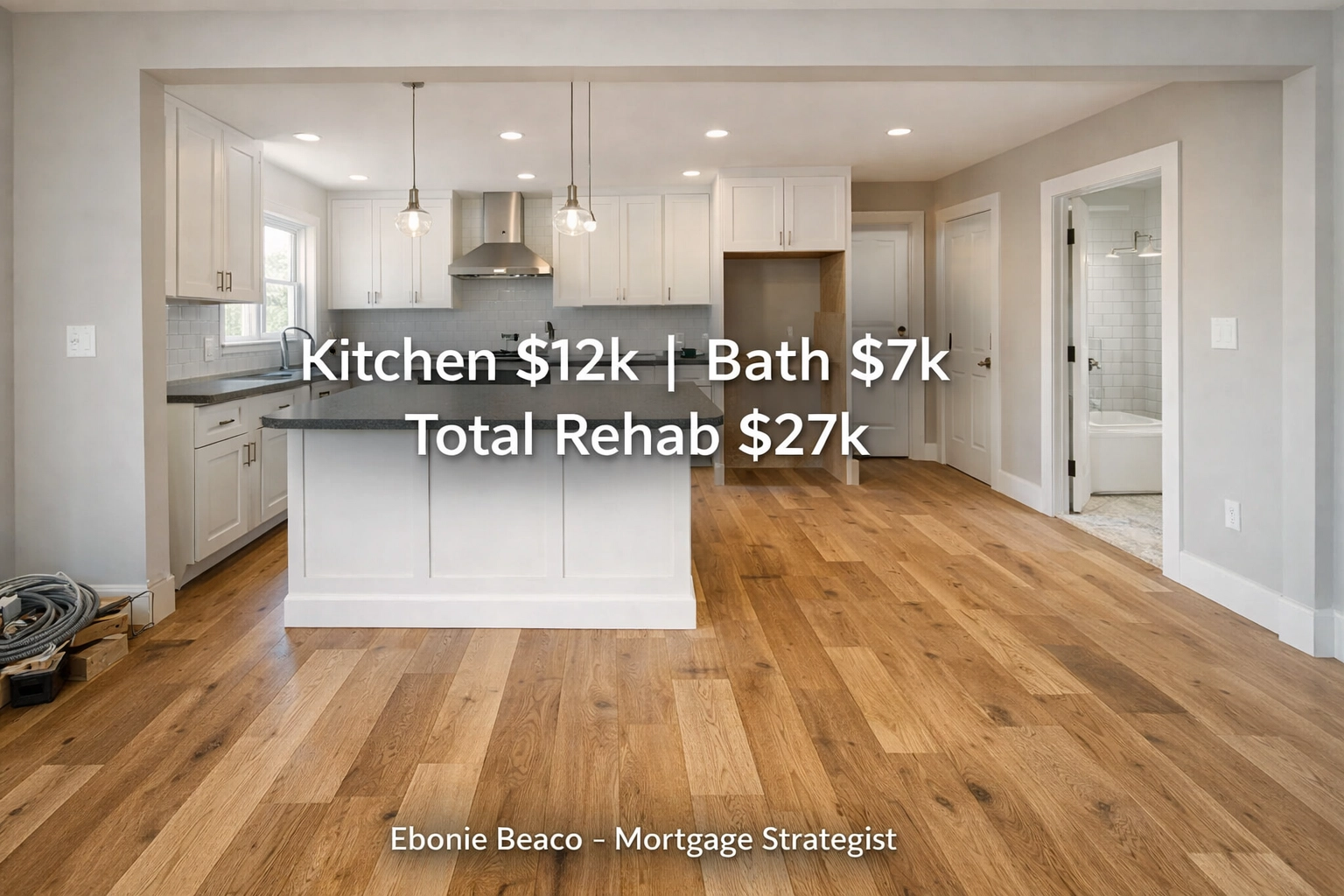Estimating rehab costs for wholesaling houses with a $27k renovation budget for kitchen and bath.