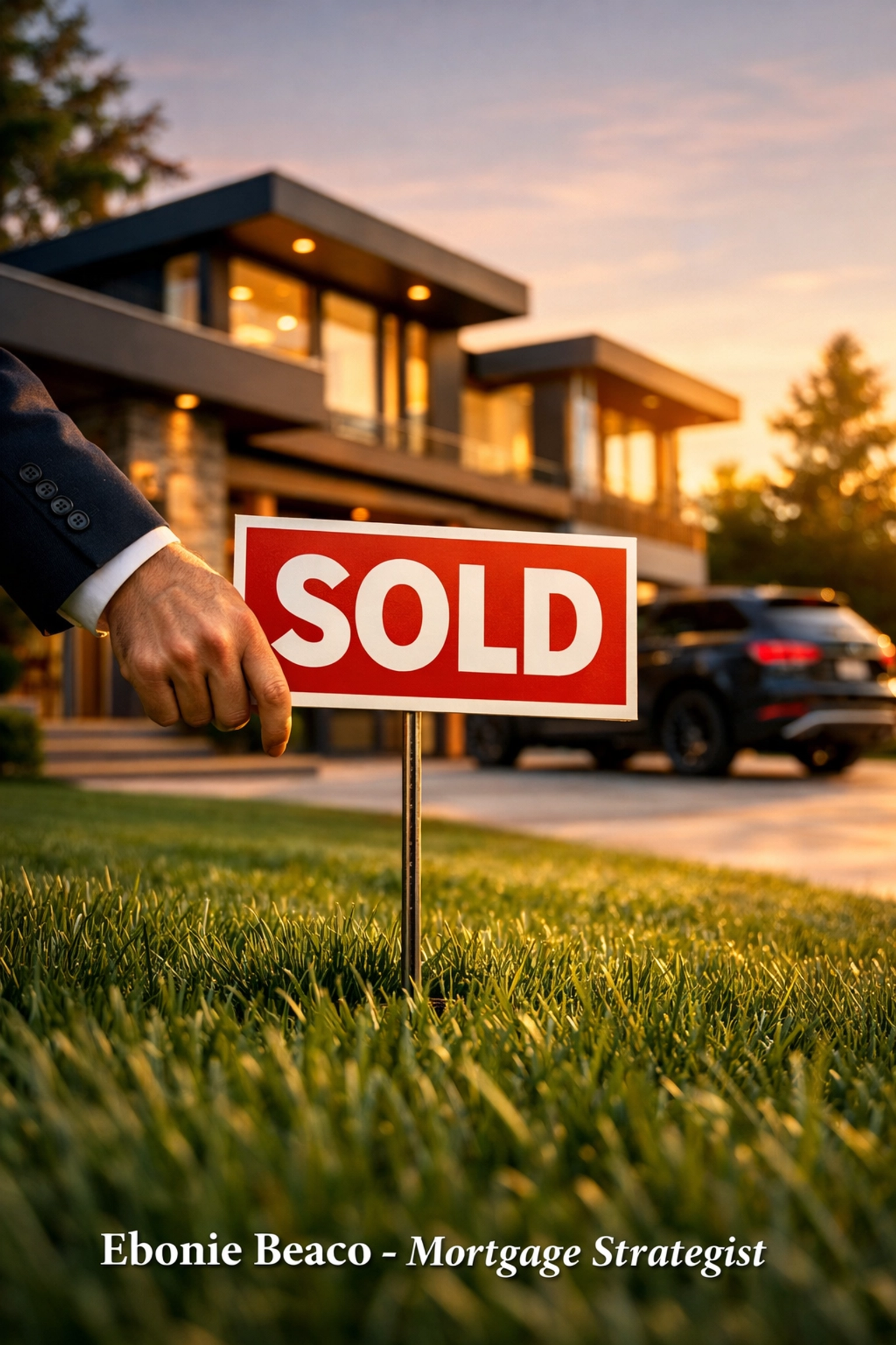 Modern Atlanta house with a sold sign showing successful execution of Atlanta fix and flip loans.