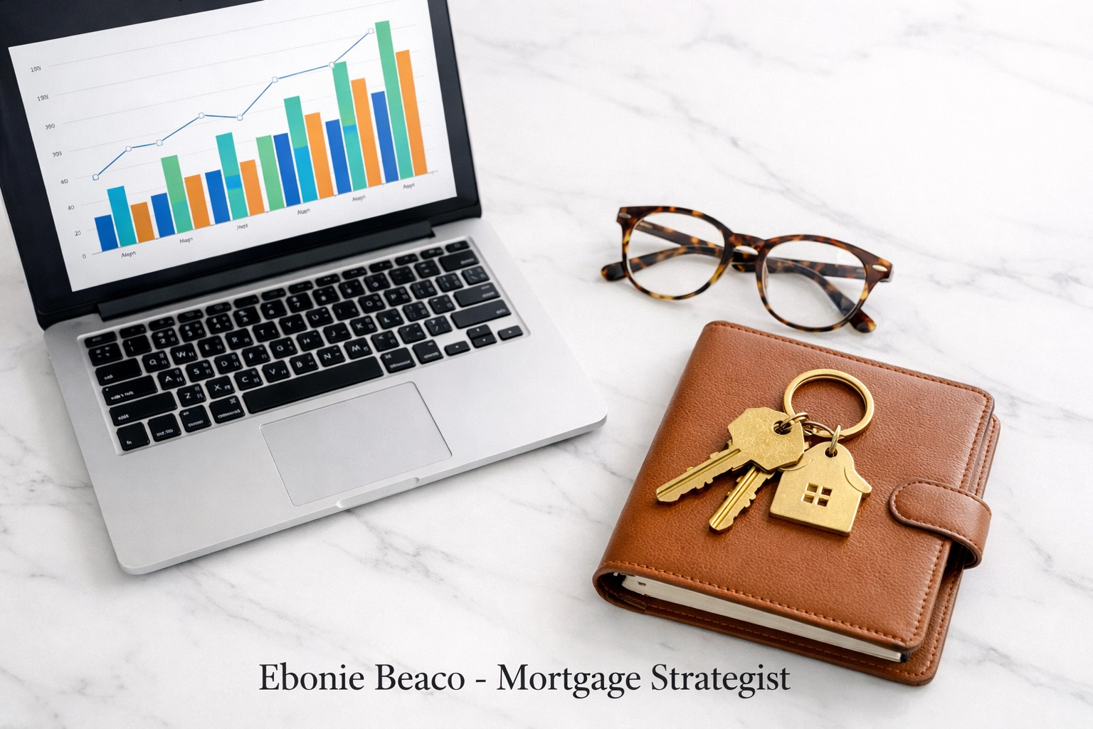 Financial planning workspace with mortgage charts highlighting Chicago DSCR loan requirements.