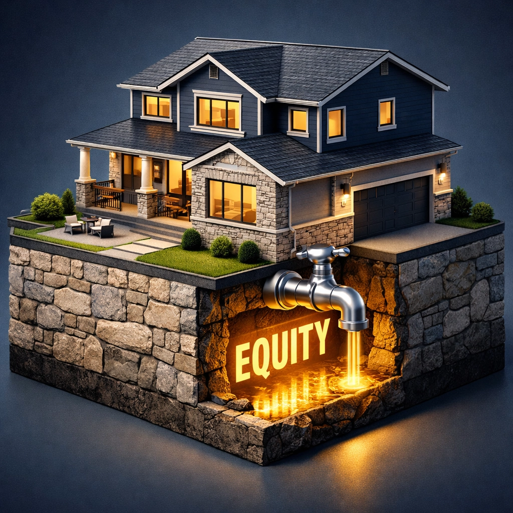 Modern home showing accessible equity for a HELOC debt consolidation plan.