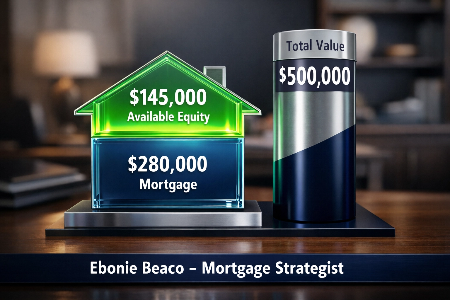 Financial chart showing a 145,000 dollar home equity line of credit available for a homeowner.