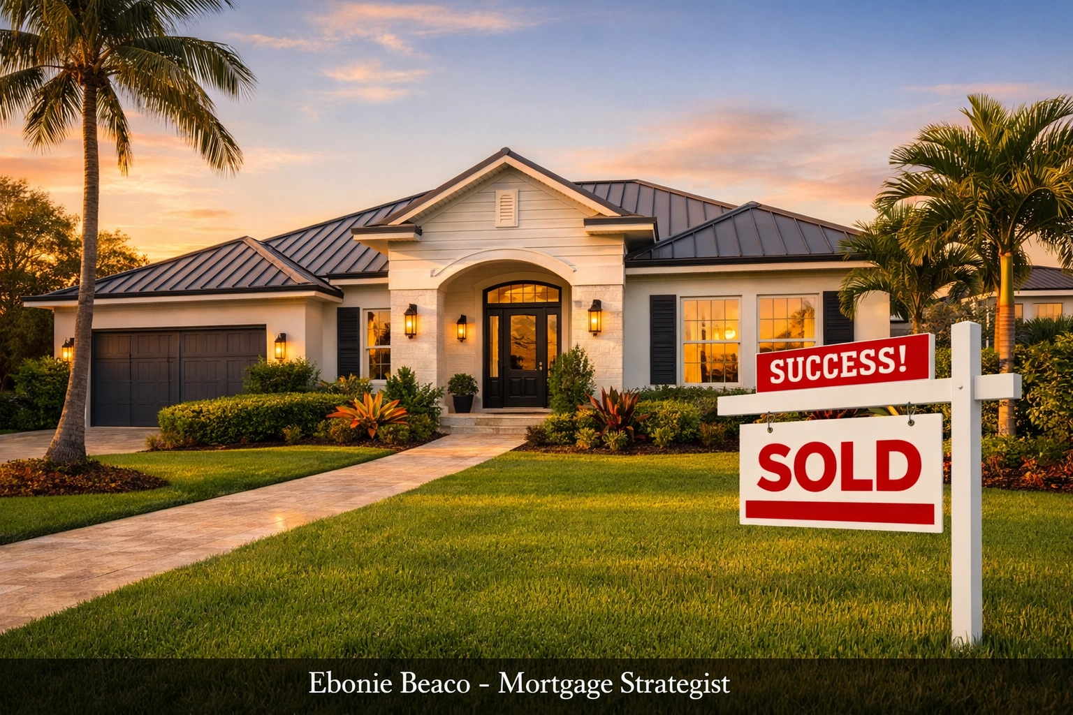 Renovated Florida suburban home with a sold sign, illustrating a successful wholetail investment property project.