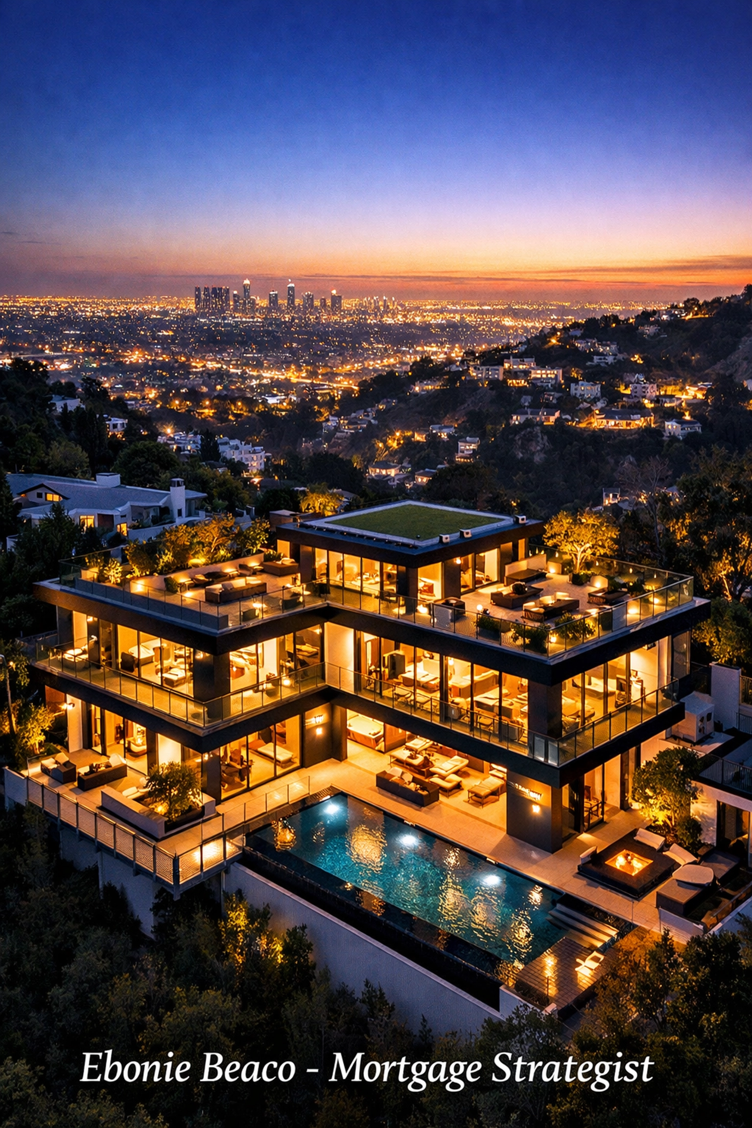 Aerial view of a renovated Hollywood Hills home demonstrating a successful California equity strategy.