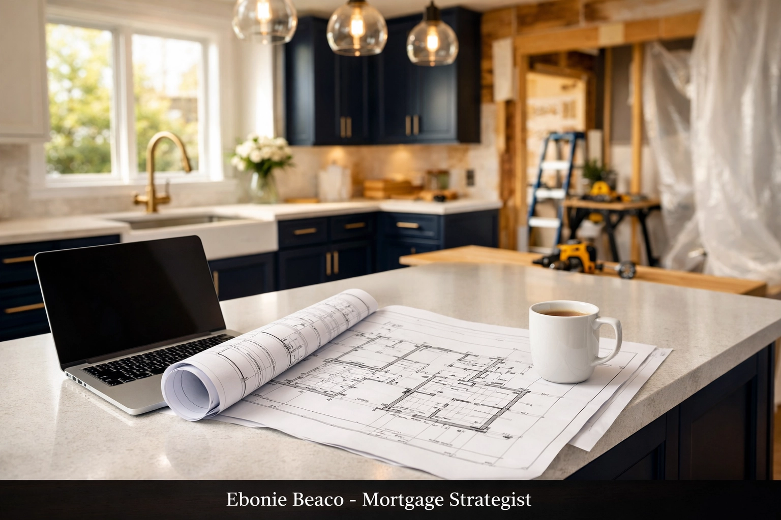 Modern kitchen renovation project funded by home equity or a HELOC for increased property value.