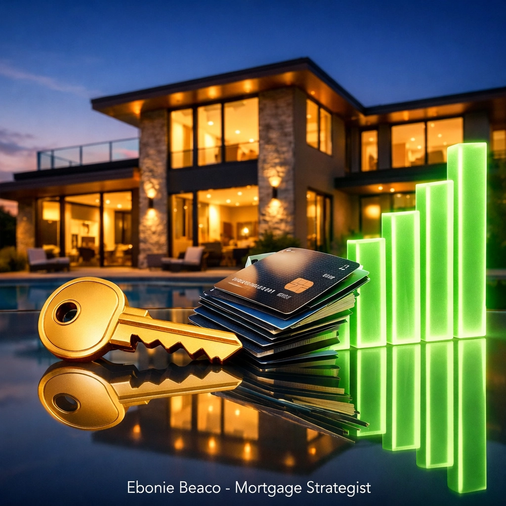 Golden key and bar graph showing debt consolidation through a HELOC for Alabama and Missouri homeowners.