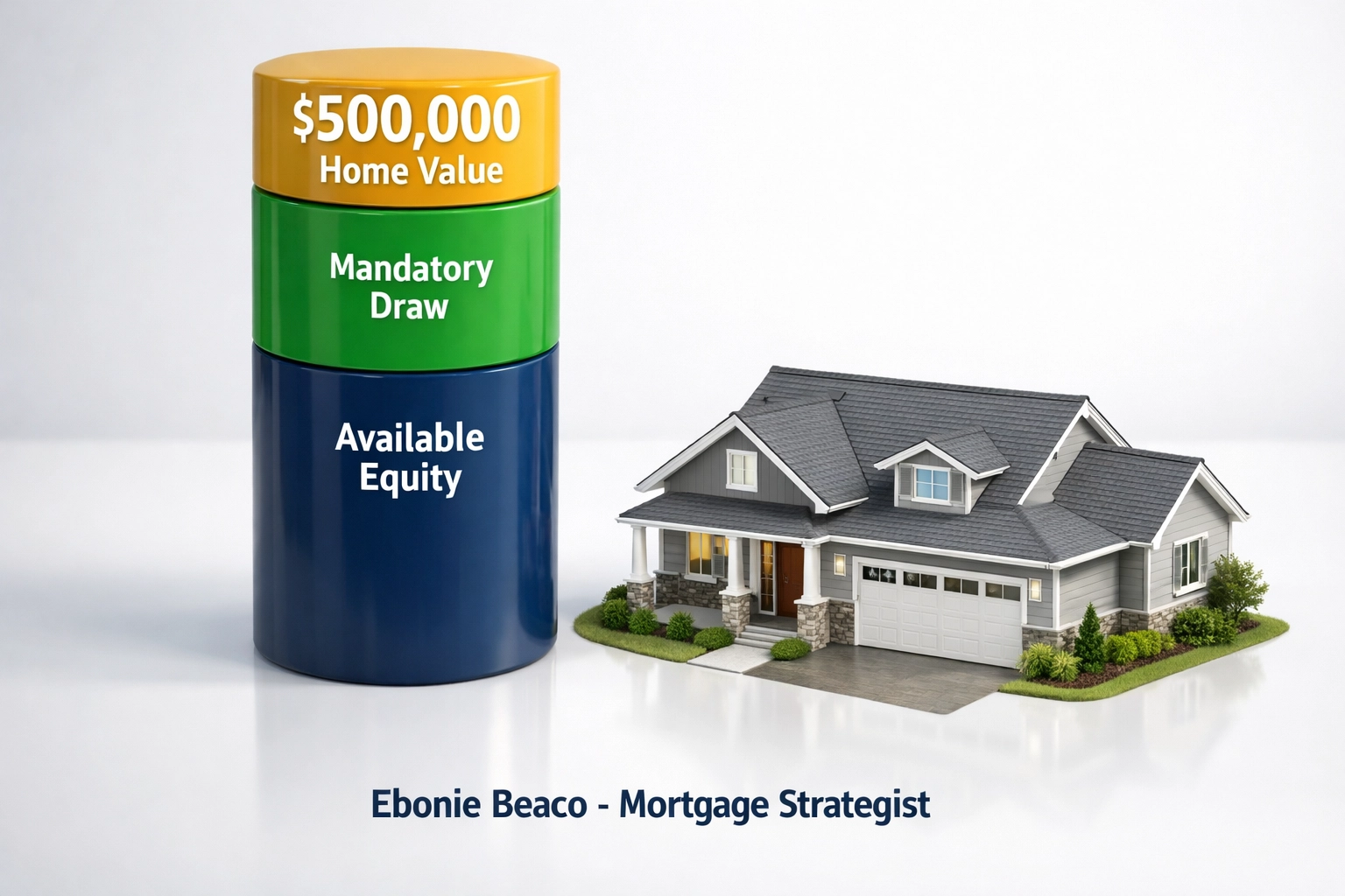 Financial breakdown showing home value, mortgage balance, and available equity for an Arkansas HELOC lender calculation.