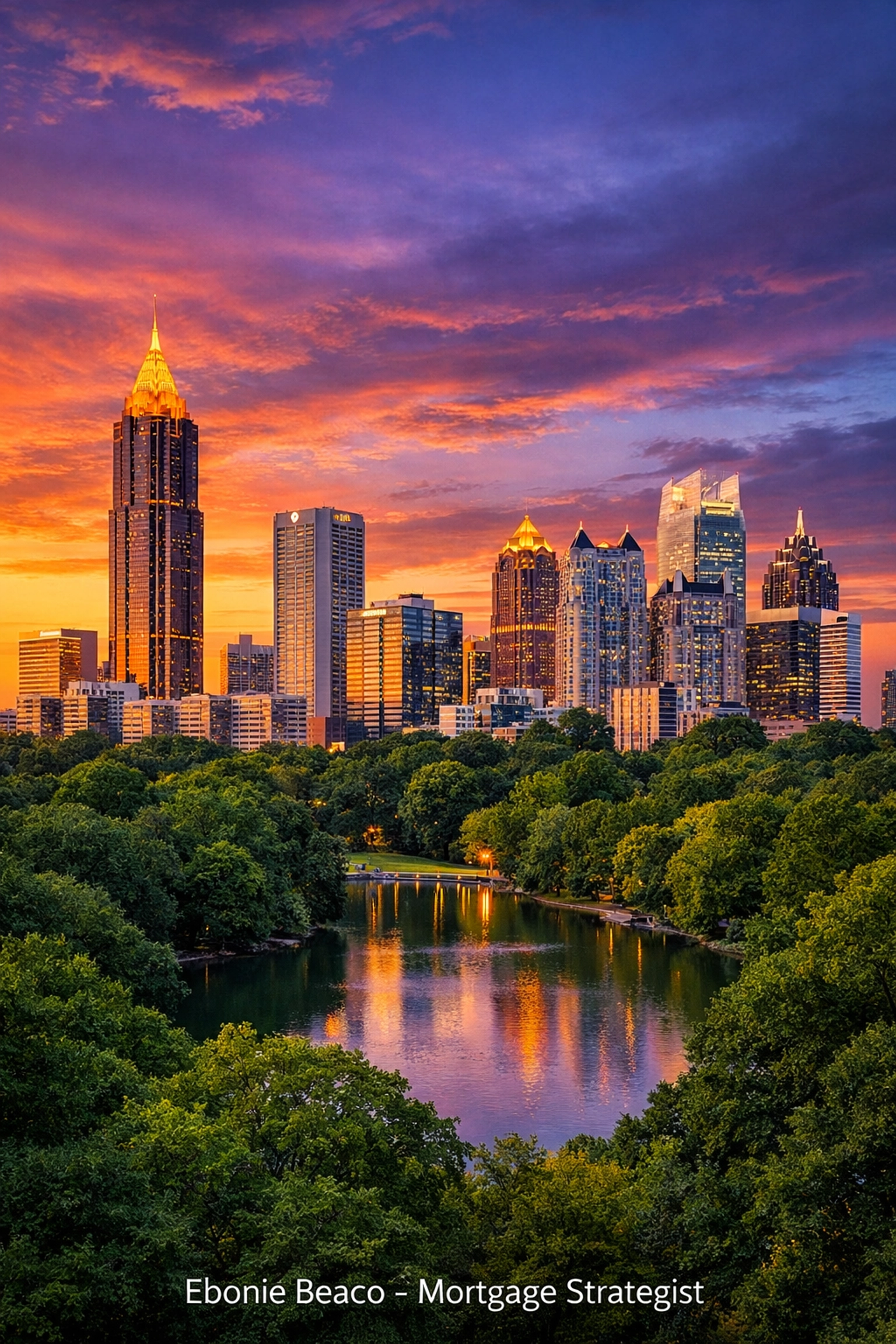 Skyline of Atlanta at sunset representing growth in the Atlanta investment property market.
