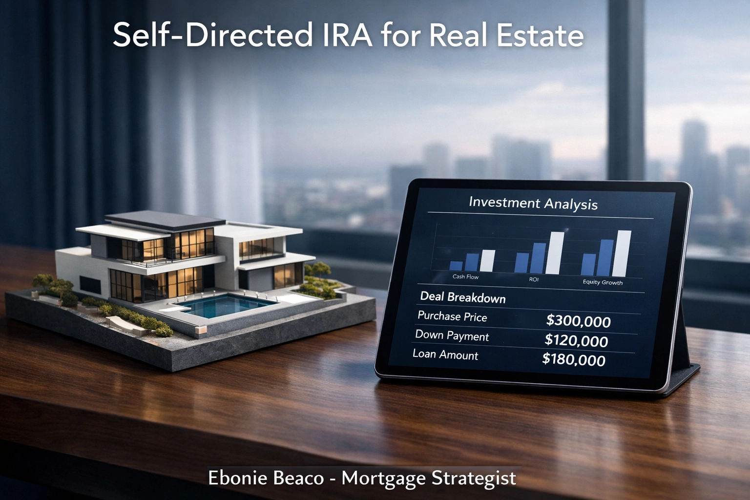 Self-Directed IRA real estate investment analysis showing a $300,000 property purchase with a non-recourse loan.