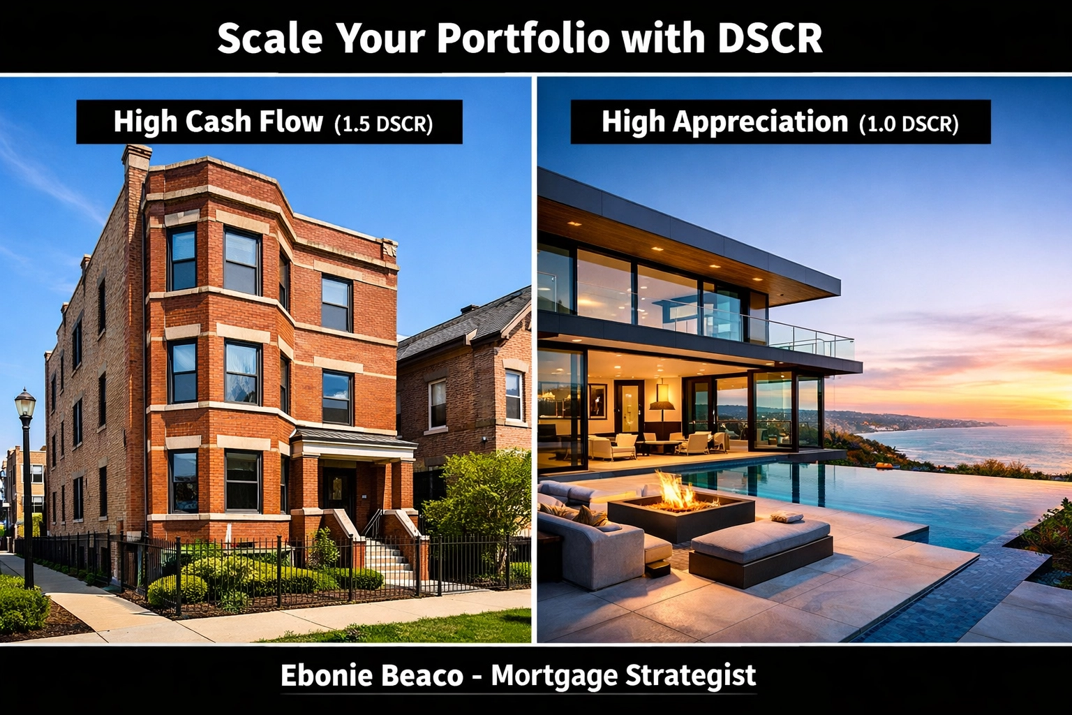 Comparison of high cash flow Chicago rental properties and high appreciation California real estate.