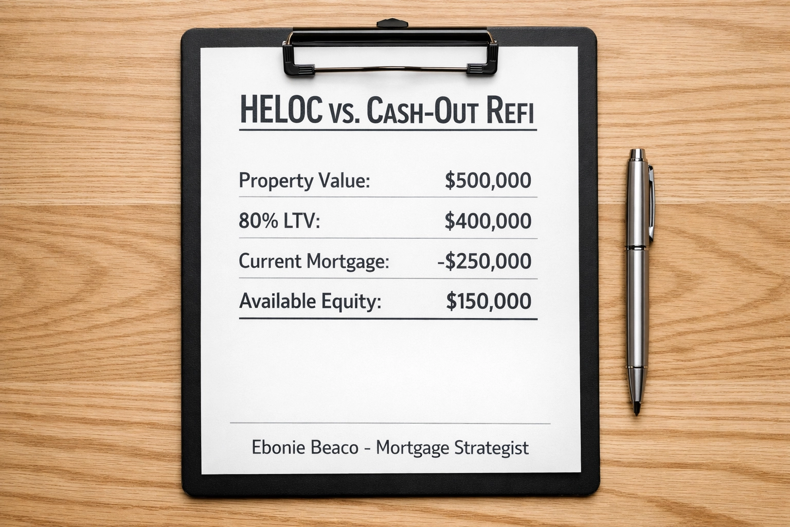Mortgage calculation for extracting home equity to finance new Florida investment properties.