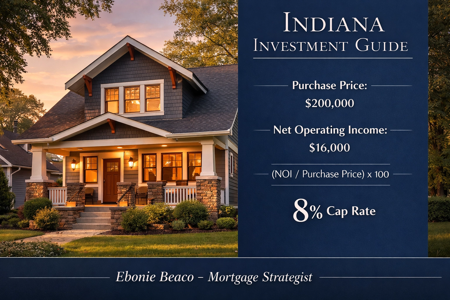 Indiana real estate investment cap rate calculation for an Indianapolis rental property.