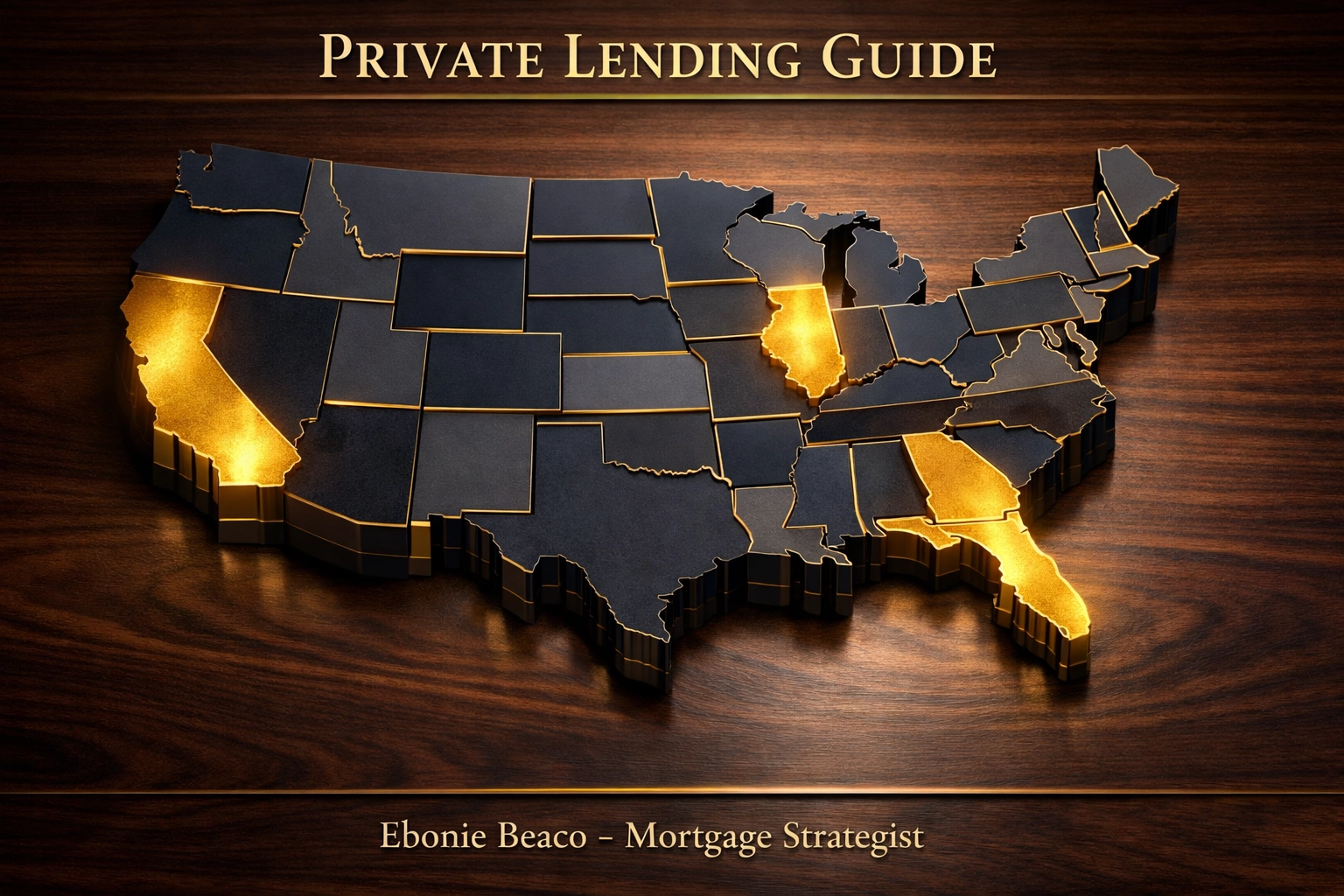 US map highlighting primary real estate investment markets in Illinois, Florida, Georgia, and California.