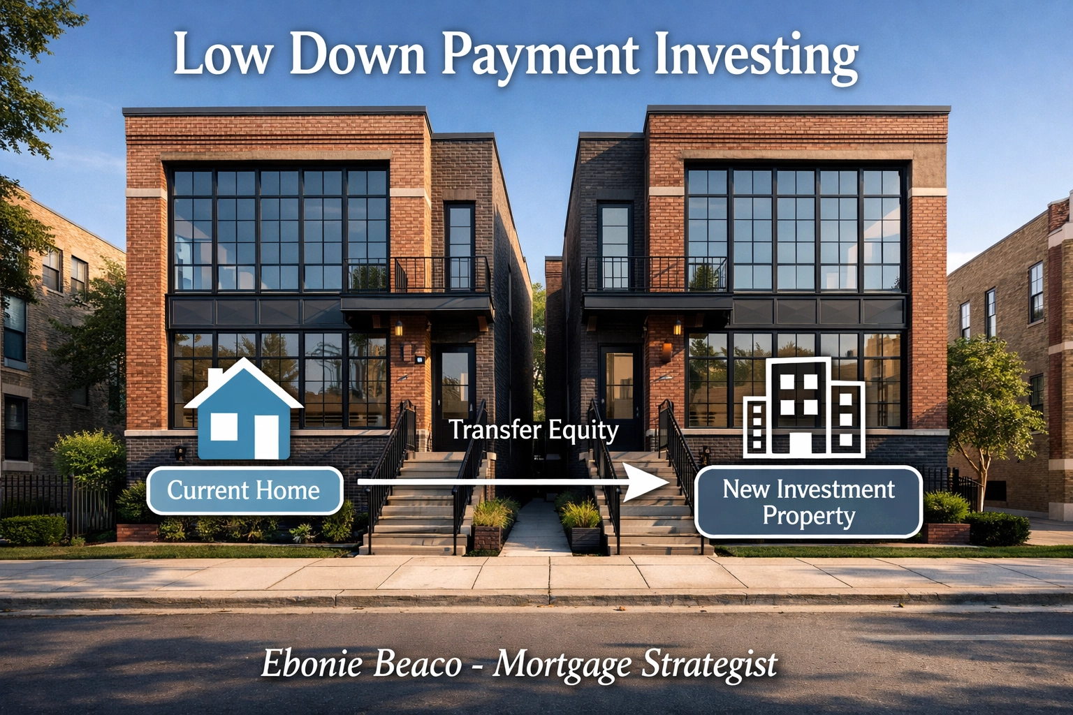Flowchart showing the process of leveraging home equity to acquire a new investment property.