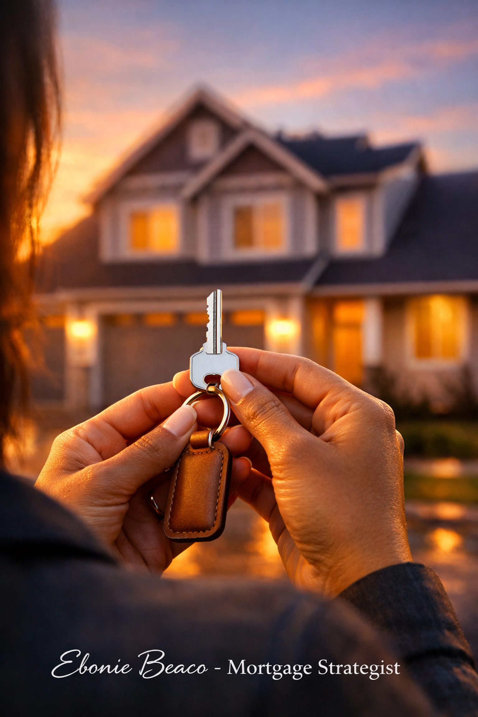 Homeowner holding house keys representing successful debt elimination through a home equity line of credit.