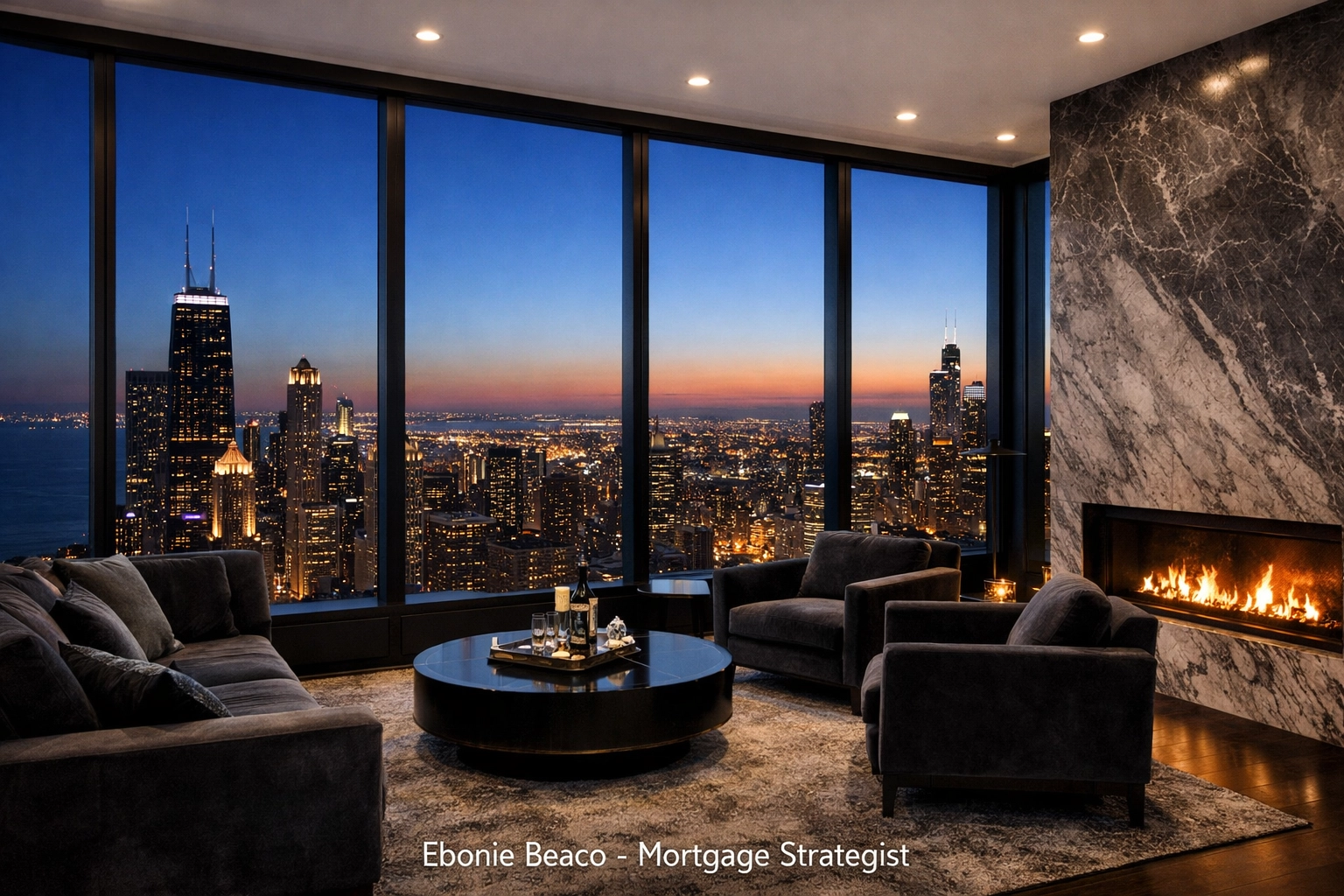 Luxury downtown Chicago penthouse view, an ideal high-balance property for Chicago Jumbo Loans.