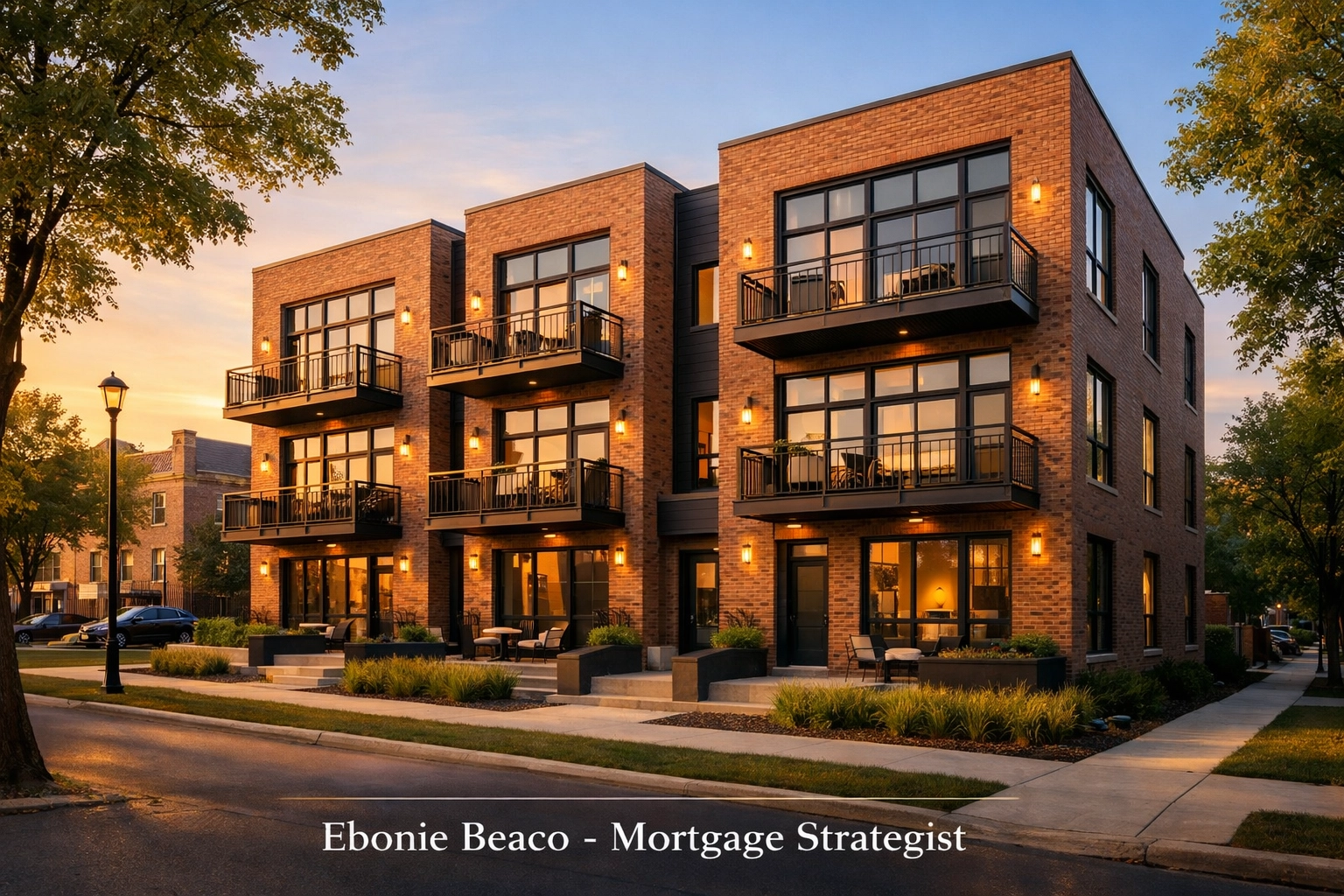 Modern brick quadplex in a Kansas City neighborhood representing a prime Missouri real estate investment.