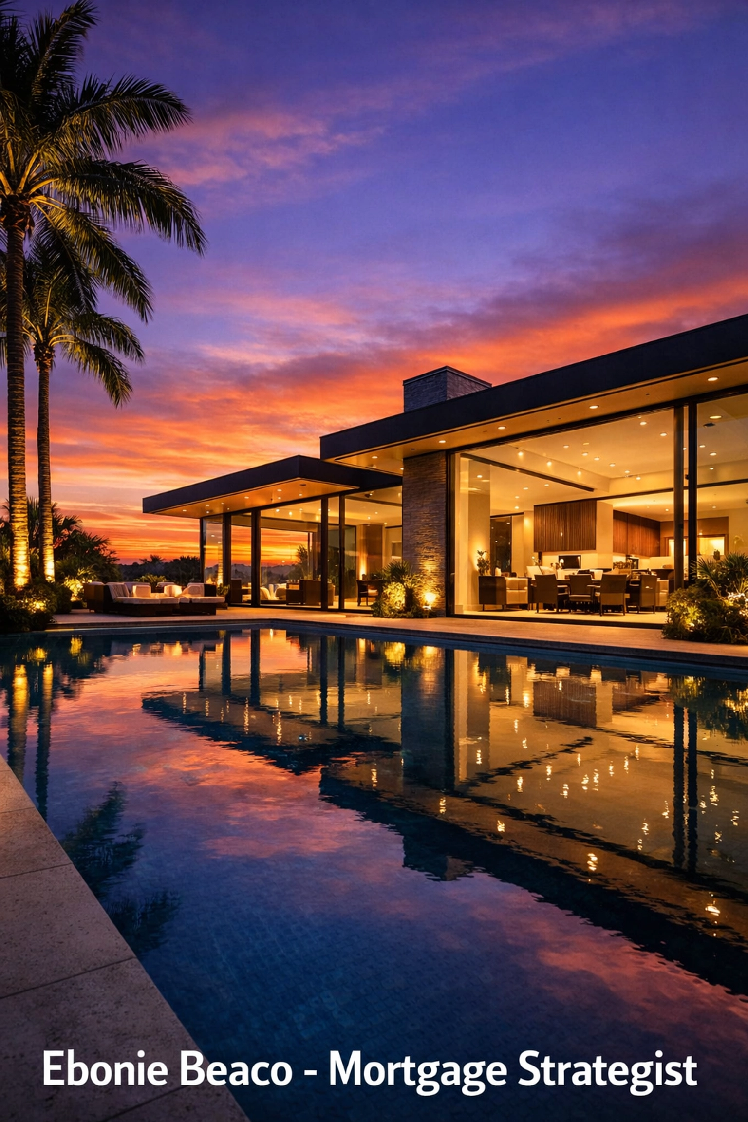 Modern luxury vacation home with a pool at sunset, illustrating profitable Florida Airbnb property investments.