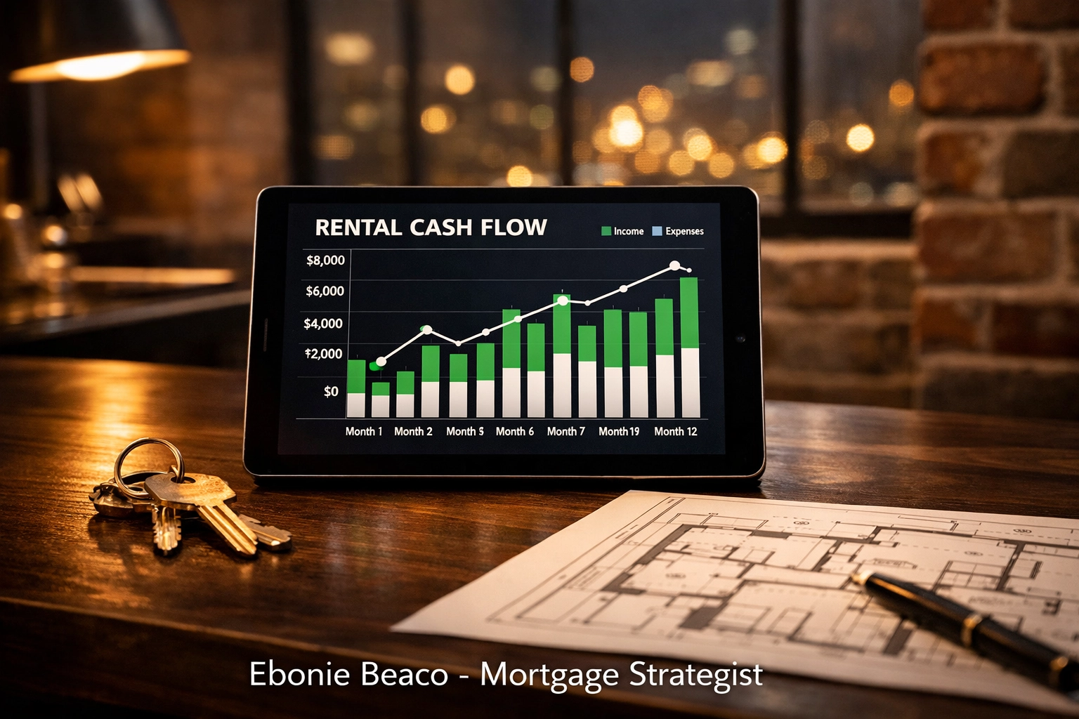 Financial chart showing rental property cash flow and DSCR calculation for Michigan real estate investors.