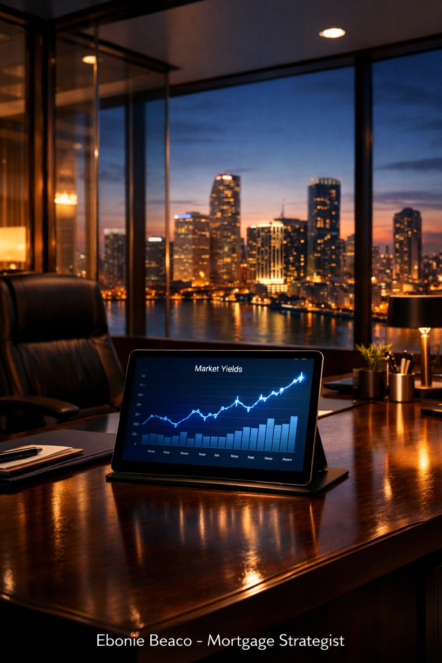 Professional office view showing rising treasury yields and market trends for Florida real estate investors.