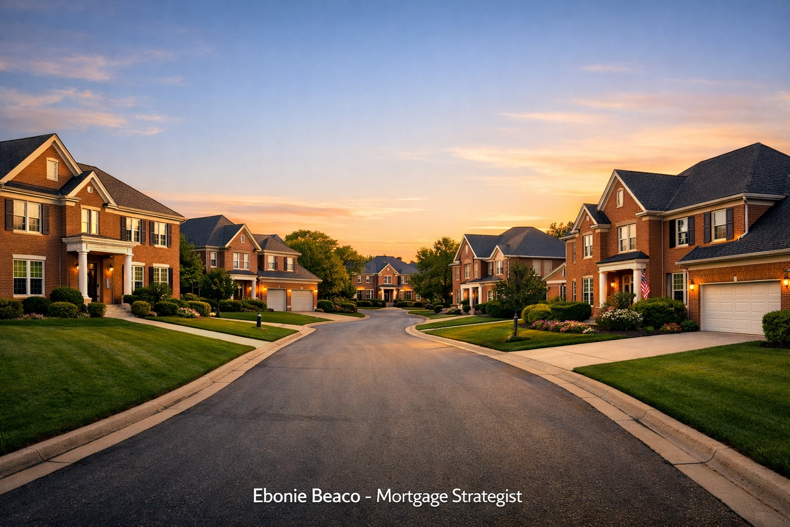 Luxury suburban Illinois brick homes in a quiet neighborhood showing high property value stability.