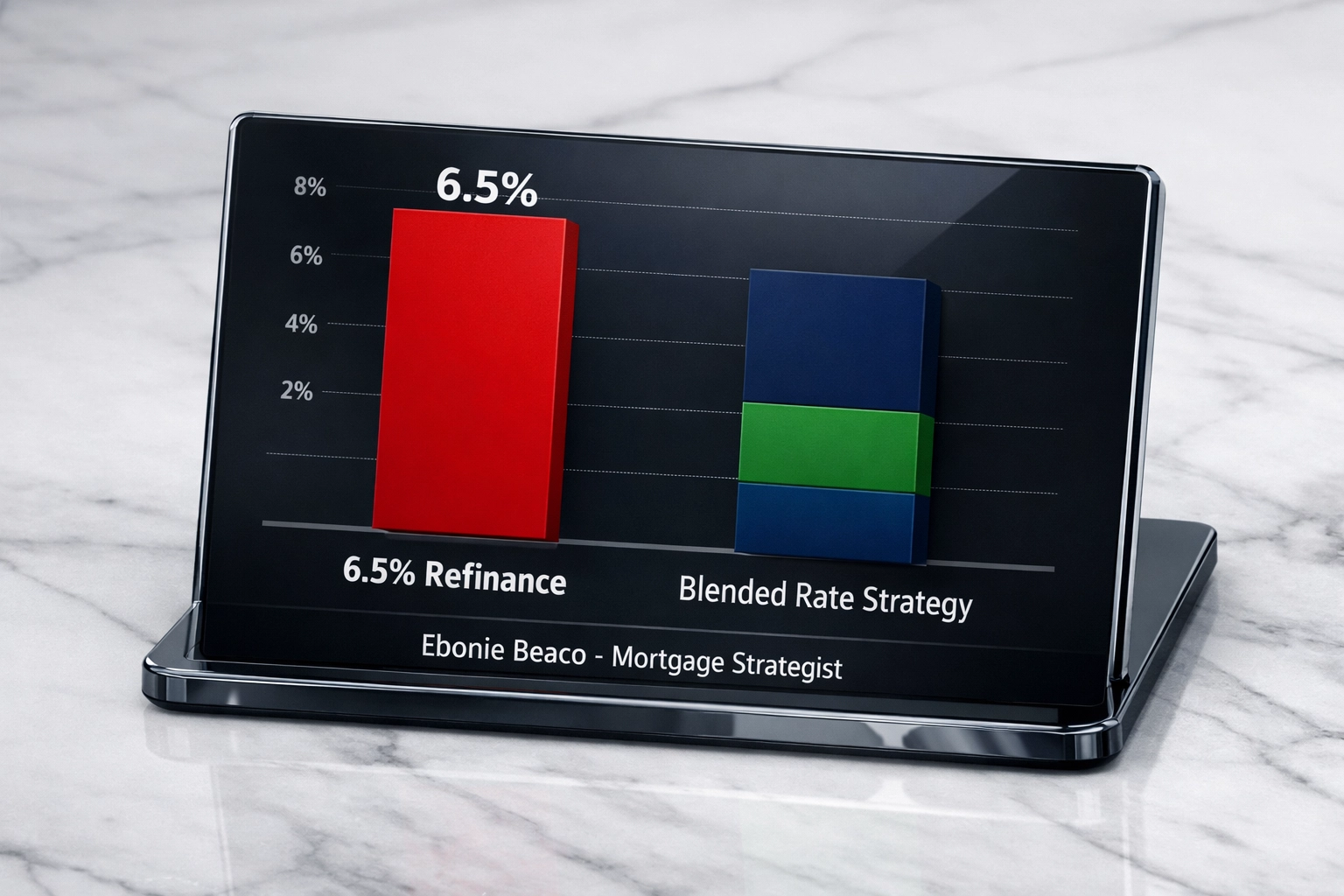 Financial comparison chart showing 6.5% refinance versus a blended rate mortgage strategy.