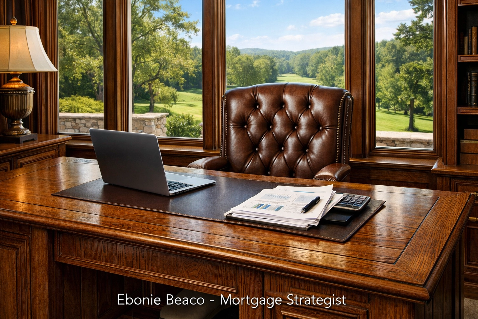 Sophisticated home office setup representing professional mortgage strategy for self-employed borrowers.