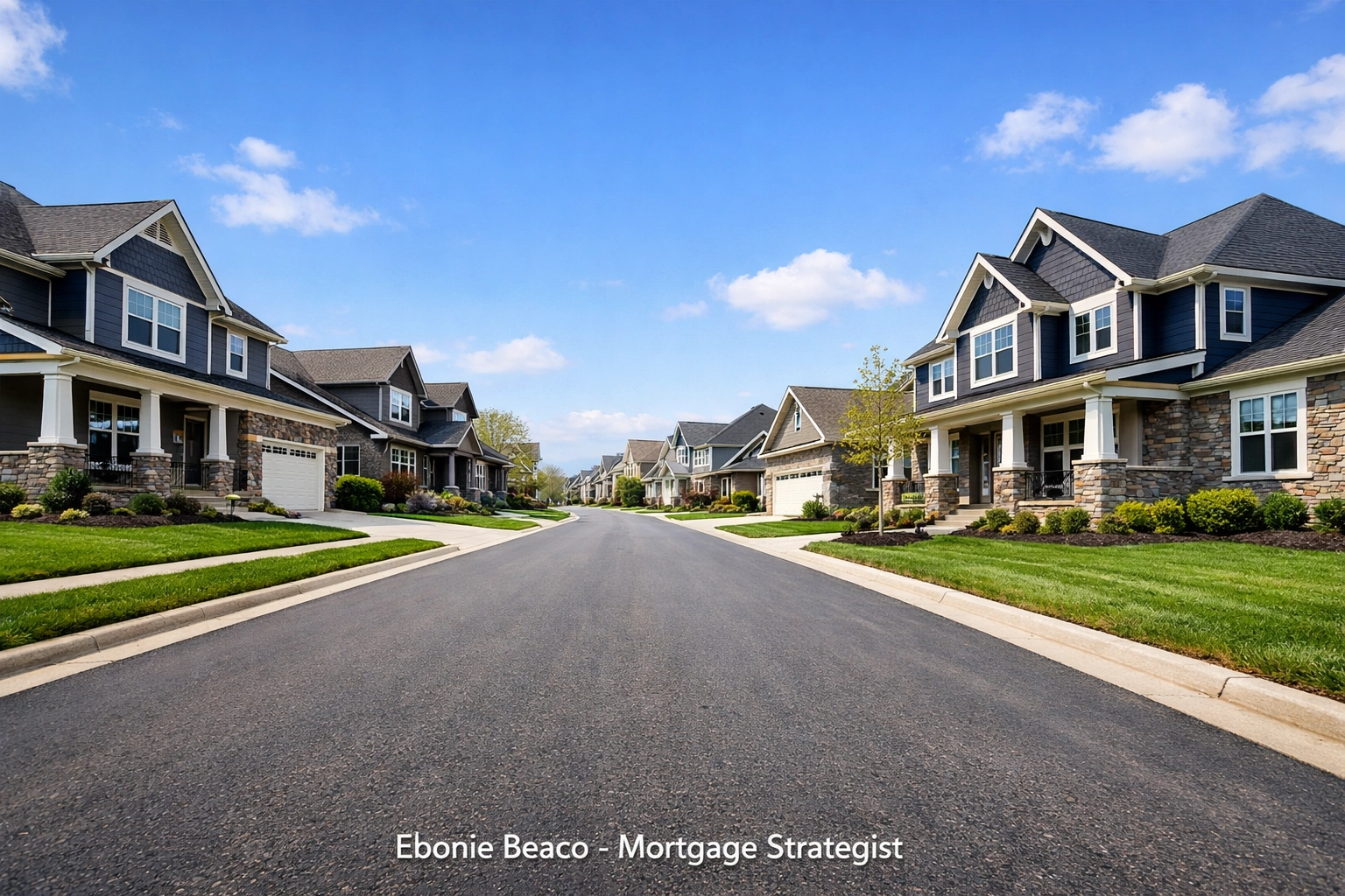 Luxury craftsman homes on a suburban street in Hamilton County Indiana representing market growth.