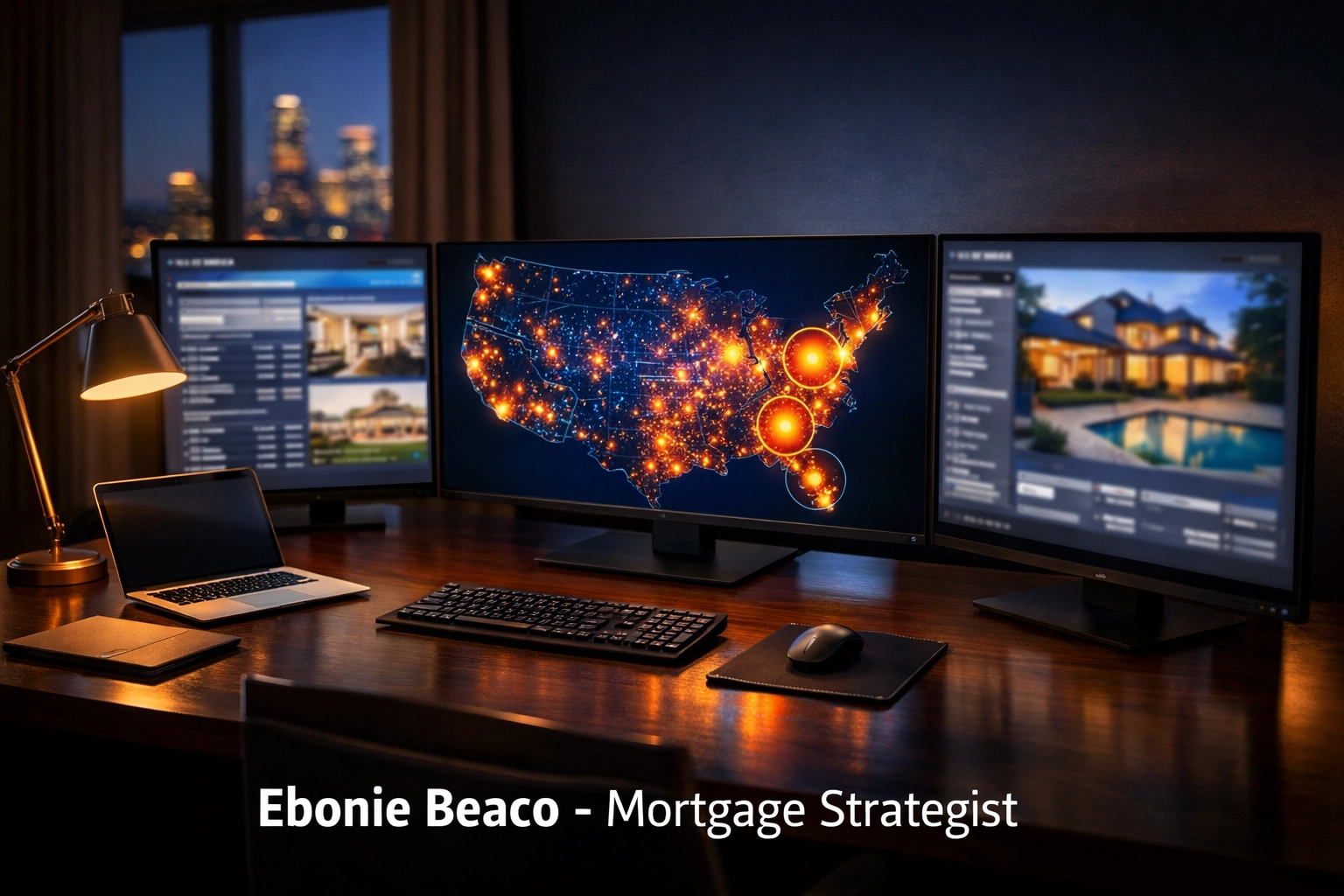Professional workstation showing real estate market heat maps and property data for Illinois and other US states.