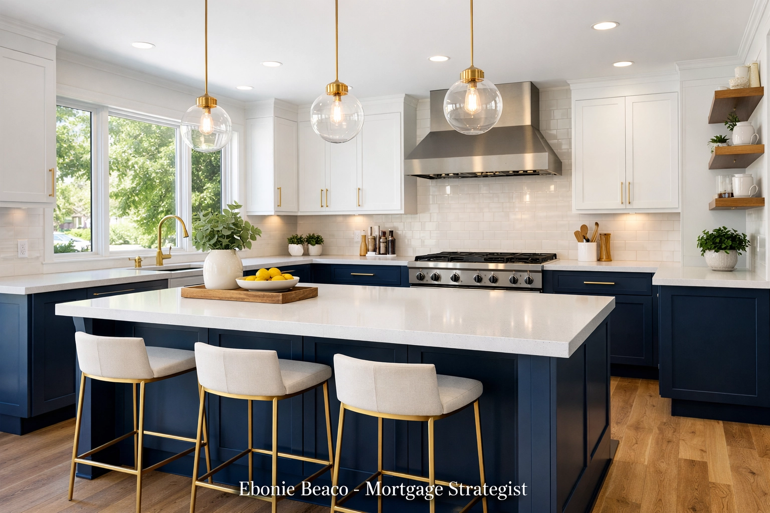 Modern kitchen remodel showing home improvements made possible with a HELOC.