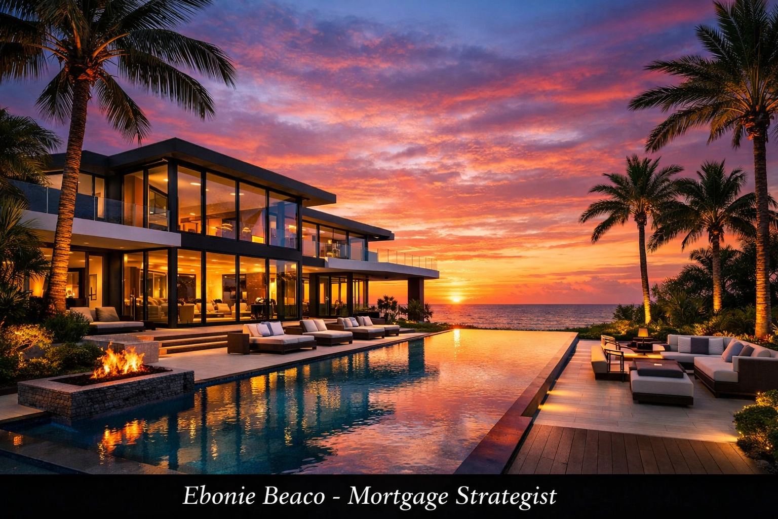 Modern Florida mansion with an infinity pool illustrating luxury real estate eligible for jumbo loan financing.