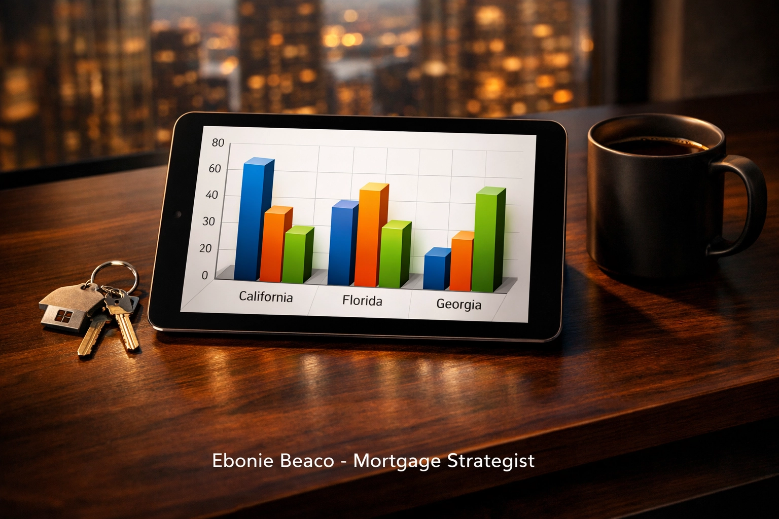 Real estate wholesale market analysis chart for California, Florida, and Atlanta investment properties.