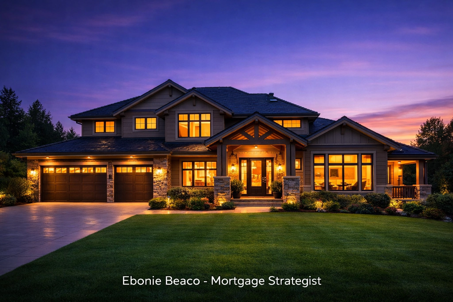 Modern suburban home at dusk representing property value and home equity for HELOC financing.