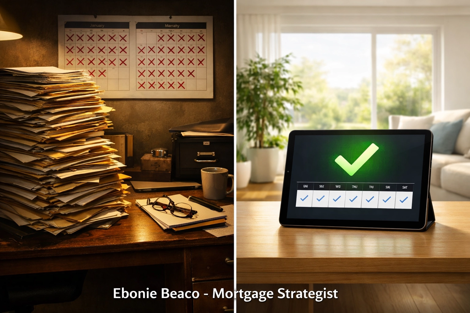 Comparison of traditional 45-day mortgage paperwork versus a fast 7-day HELOC digital timeline.