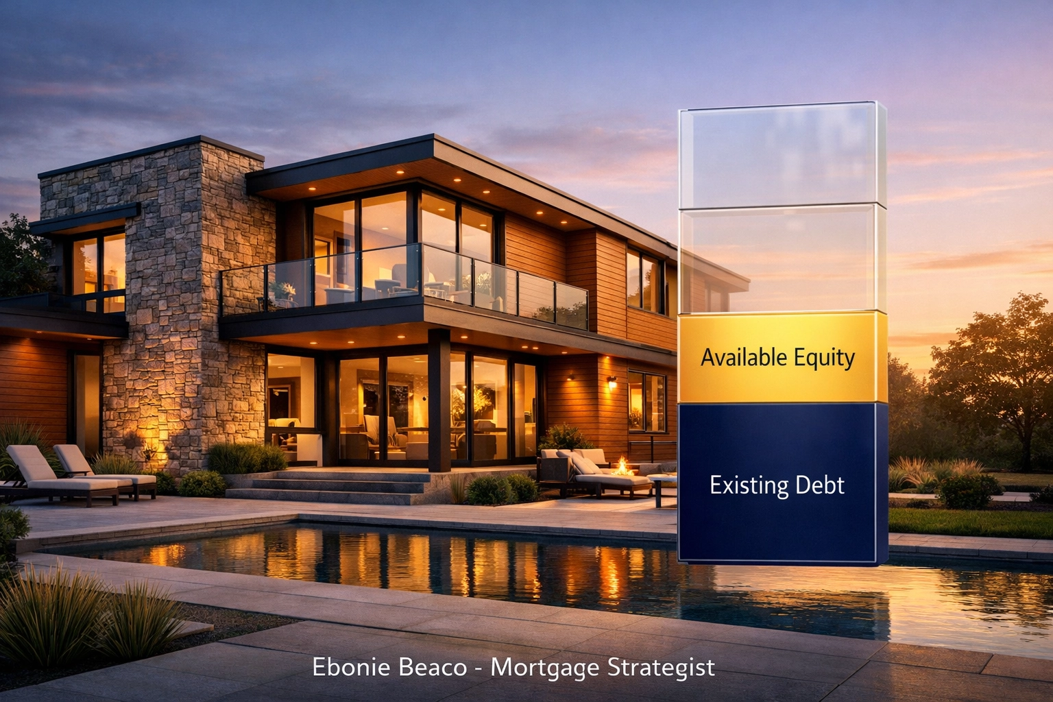 Infographic showing available home equity and existing debt levels for a Virginia HELOC lender.