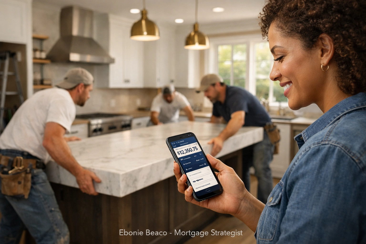 Homeowner uses home equity to fund a kitchen renovation project with a flexible HELOC.