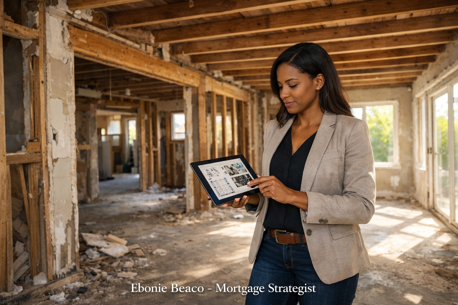 Professional investor analyzing a distressed property renovation for a fix and flip or BRRRR strategy.