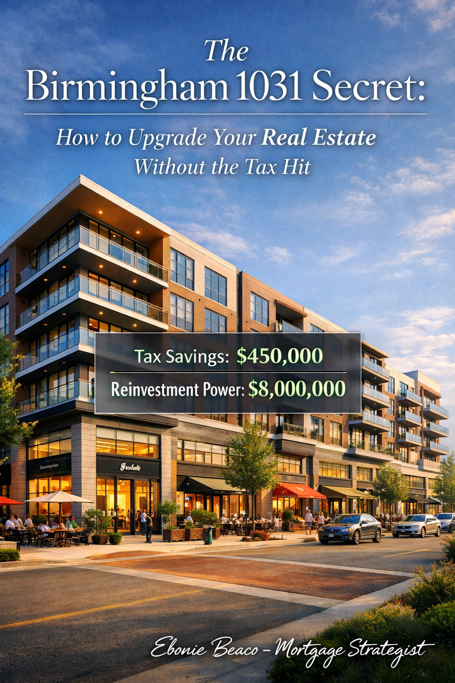 Modern Alabama mixed-use property highlighting 1031 exchange tax savings and increased investment power.