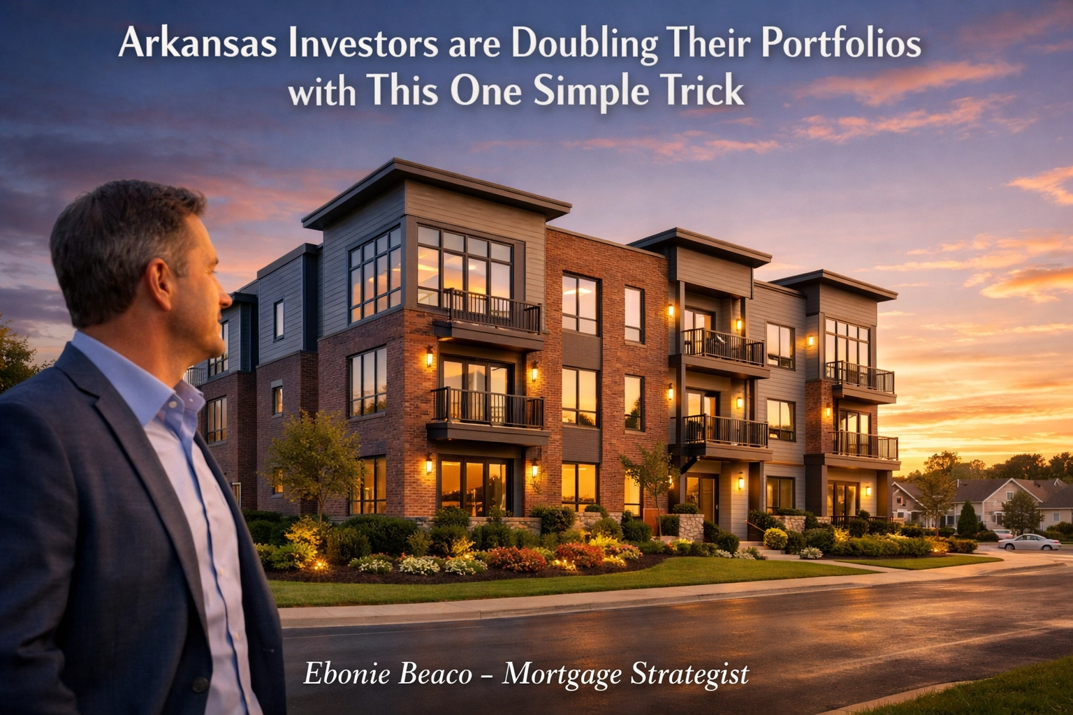 Arkansas investor looking at a modern 8-unit multi-family apartment building after a successful 1031 exchange.