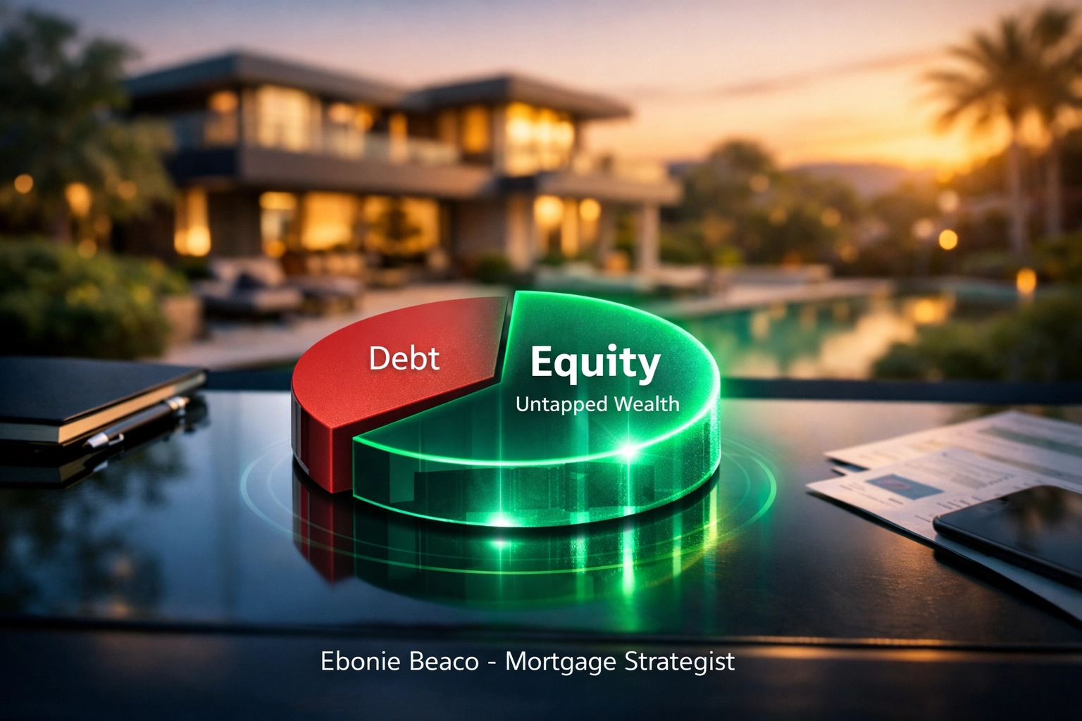 Visualizing untapped home equity wealth and debt for a strategic Florida or California HELOC.