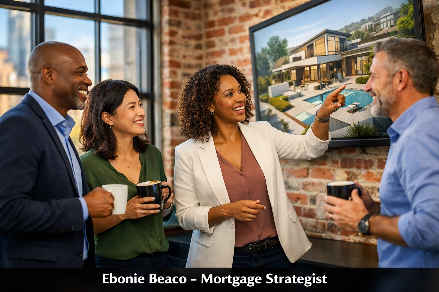 Real estate professionals networking in a modern office to build a buyers list for wholesaling.