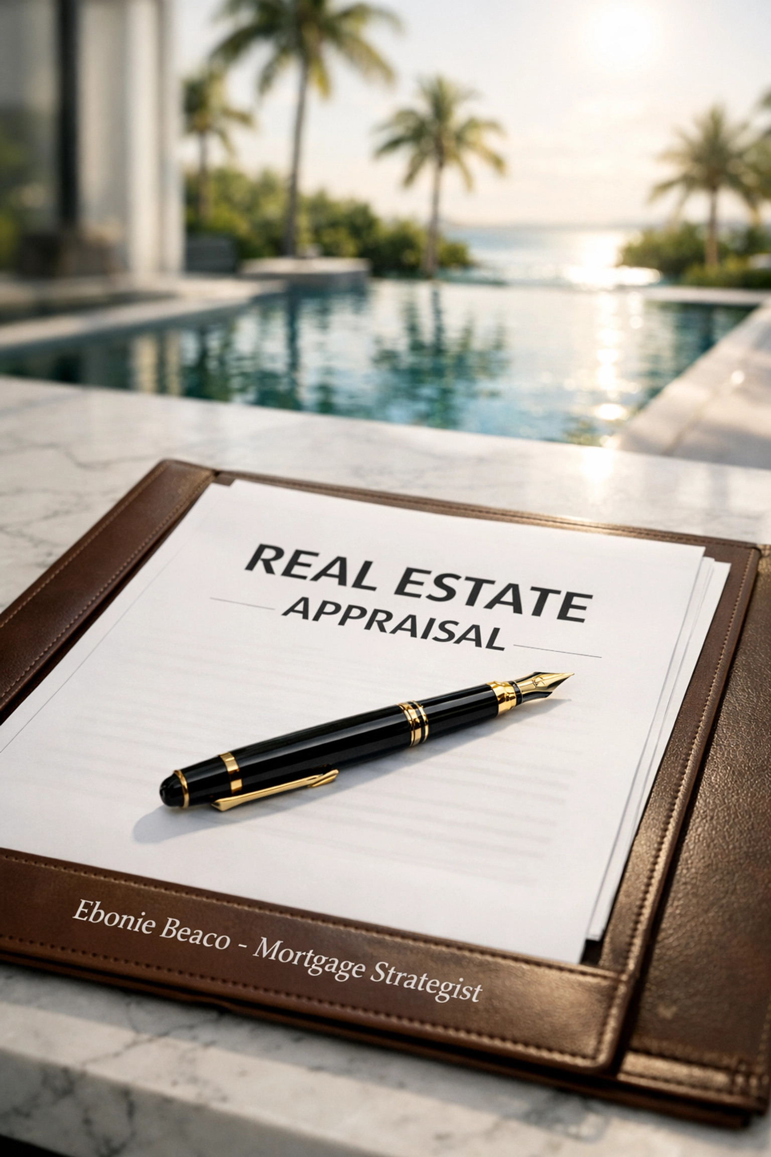 Real estate appraisal paperwork for luxury Florida homes and high-value mortgage strategies.