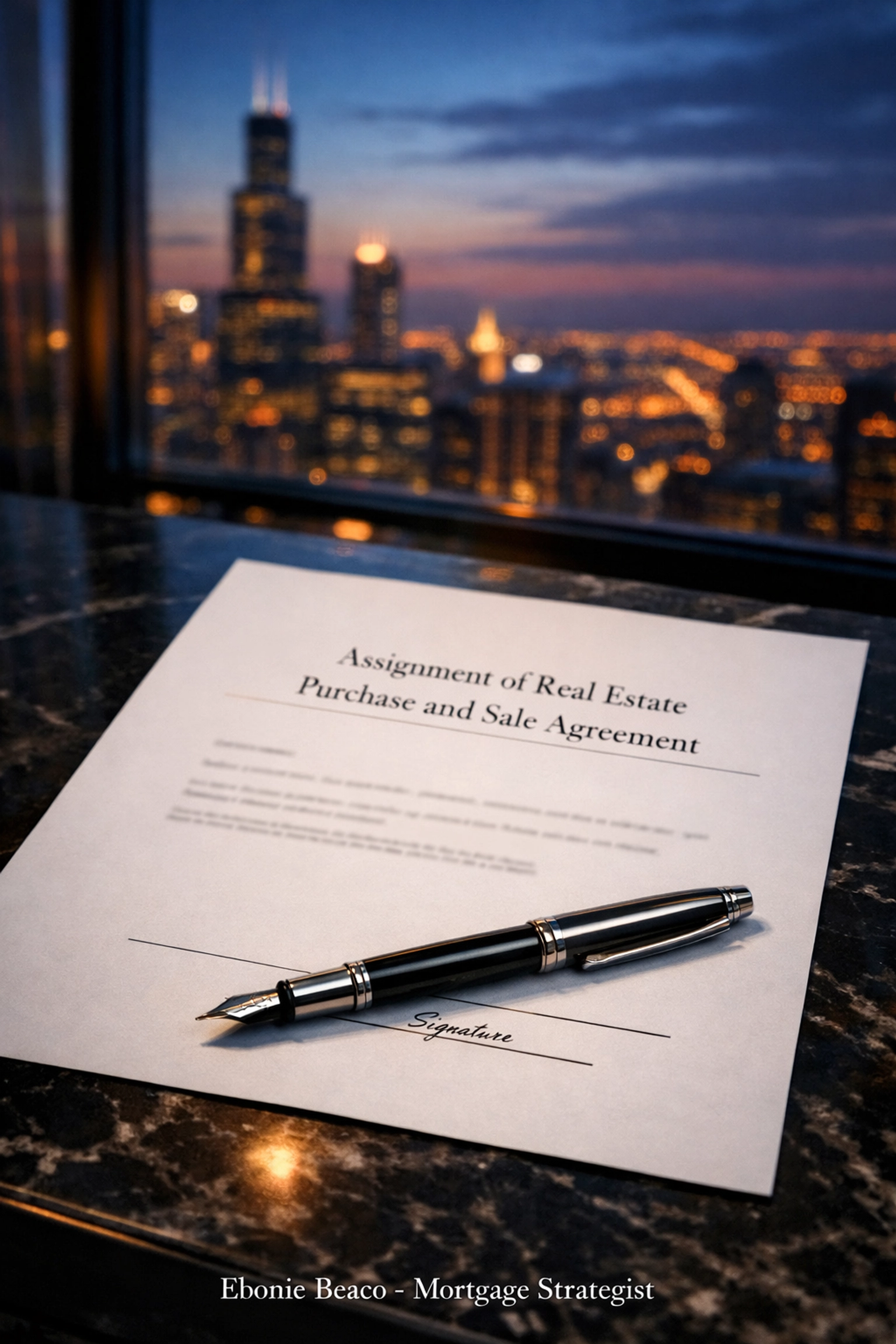 A signed real estate wholesale assignment of contract agreement ready for closing.