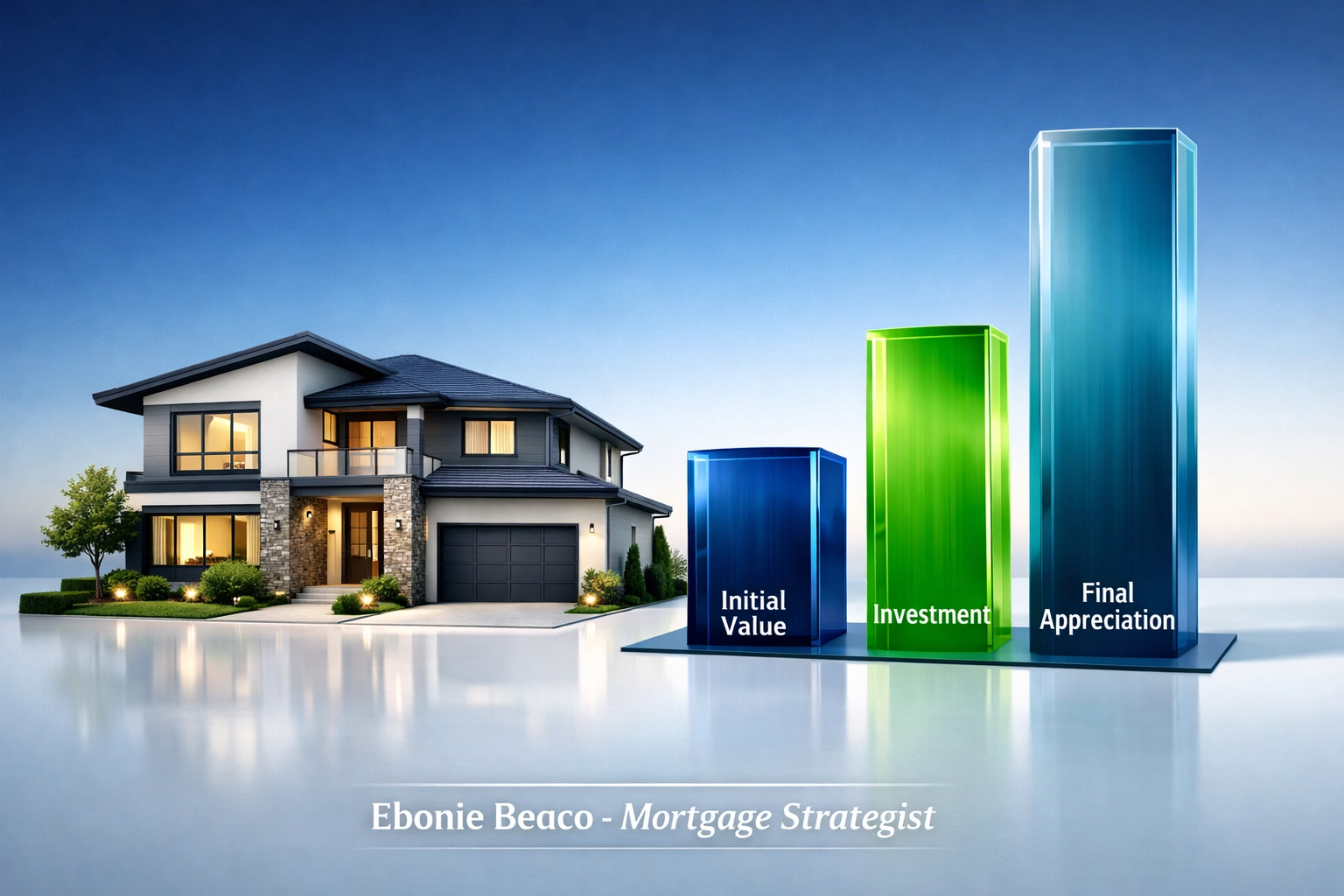 Visualizing home equity gain and forced appreciation after investing in property renovations.