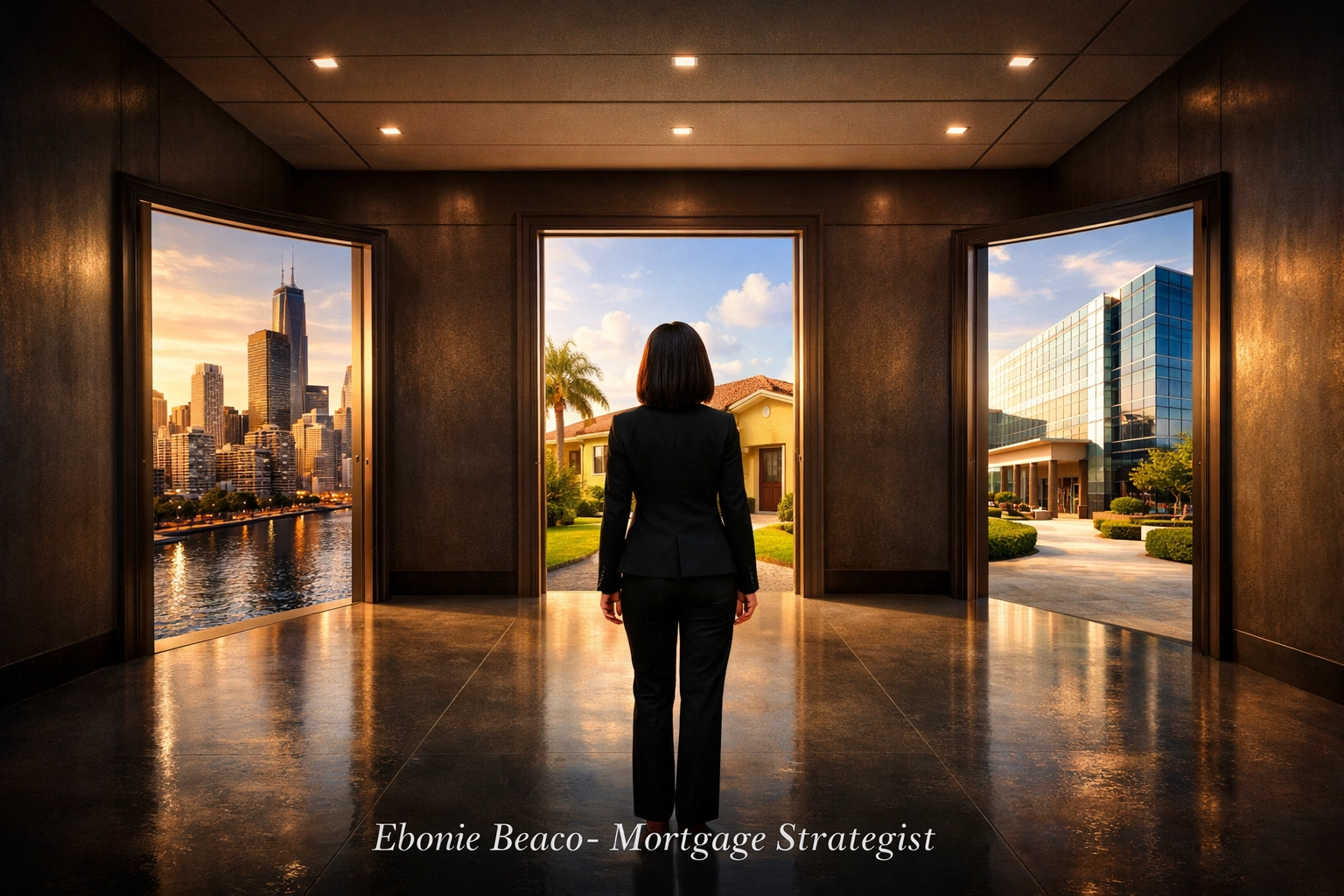 Loan officer viewing diverse real estate options representing 200+ lender programs for varied client needs.