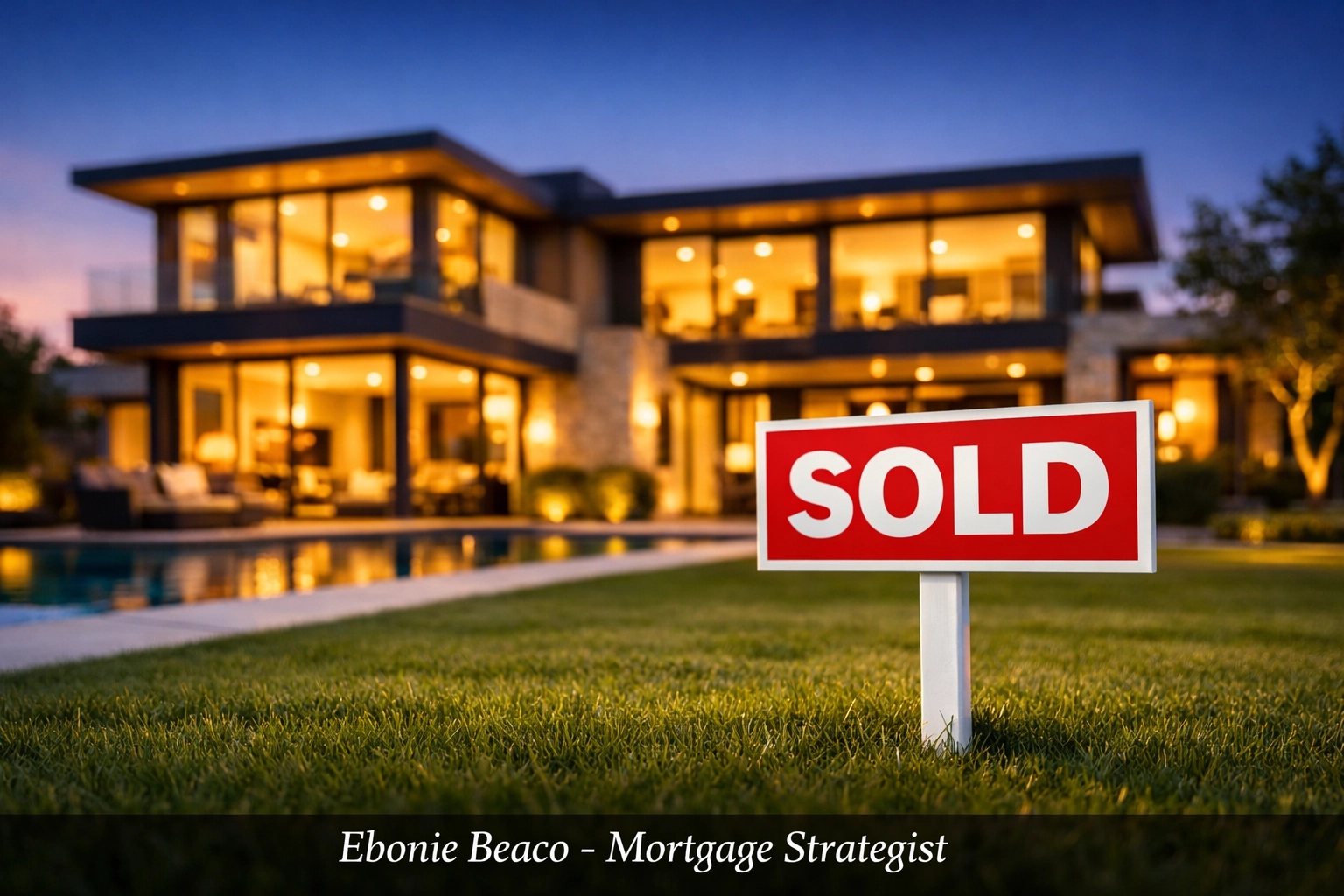 Modern luxury home with a sold sign demonstrating real estate liquidity using a HELOC equity line.