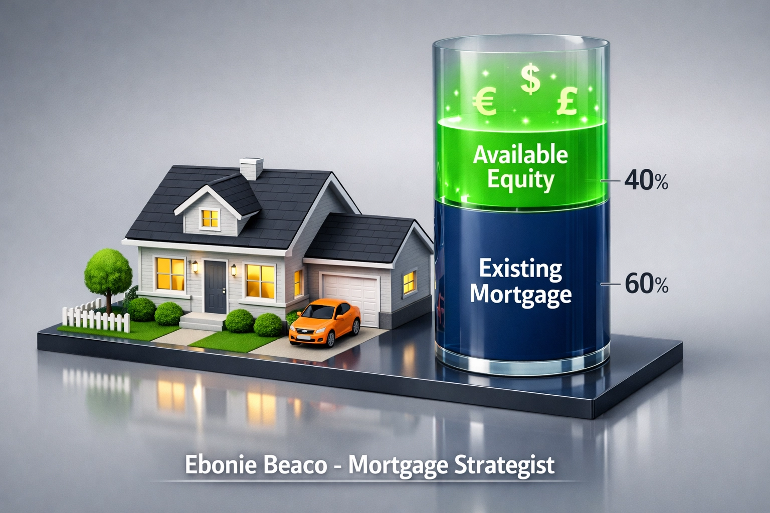 Diagram showing home equity access and mortgage balance for a Florida HELOC calculation.