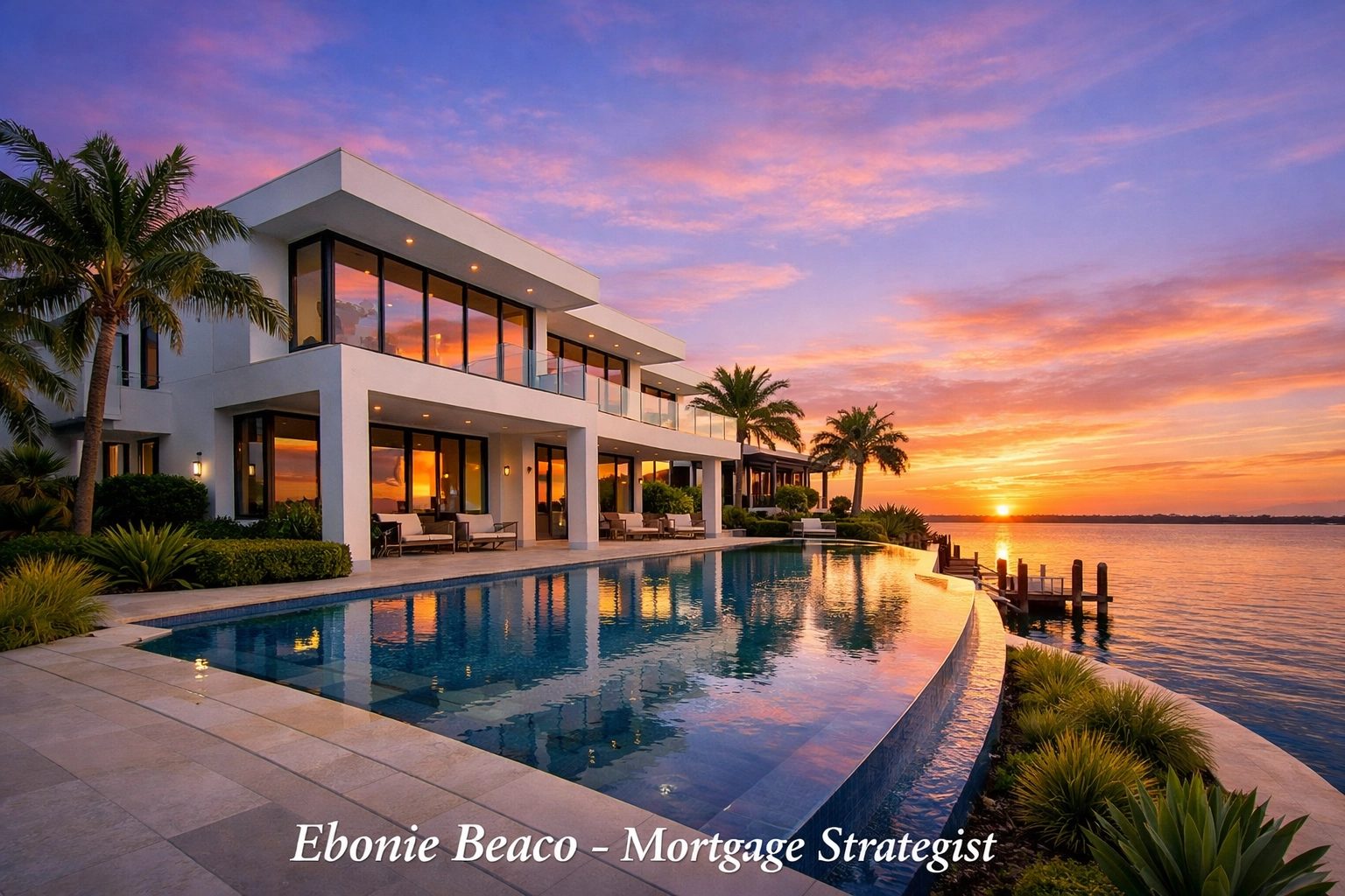 Modern luxury Florida waterfront home representing home equity growth and investment potential.