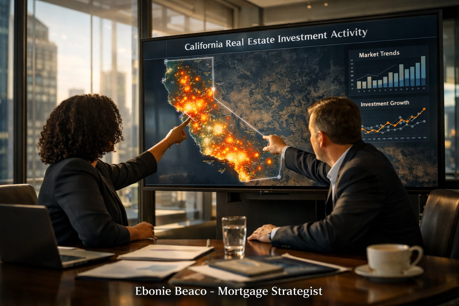 Mortgage strategists analyzing California real estate investment activity and market trends.